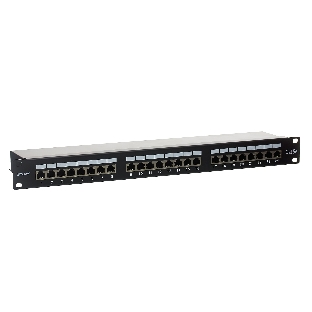 Патч-панель FTP 19' 24 port кат.5e ExeGate разъем KRONE&110 (dual IDC), 1U, RoHS, черный