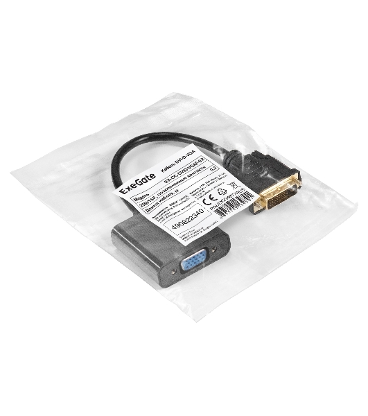 Кабель DVI-D-VGA ExeGate EX-CC-DVID-VGAF-0.2 (25M/15F, 0,2м, позолоченные контакты)