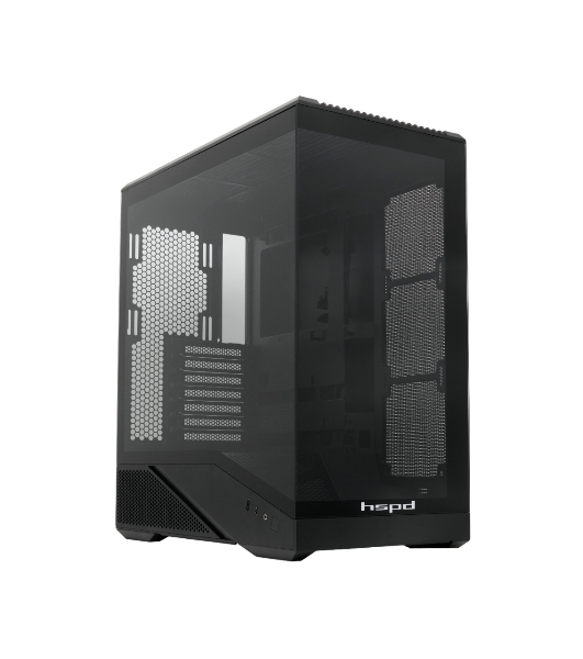 Компьютерный корпус без блока питания HSPD F711-TGbK, Panoramic Full Tower, Black, TG, 0.7 SPCC, no fans ATX, mATX, mITX 190/420/280мм 2x2.5', 2x3.5', 7xPCI 1xUSB-A 3.0, 1xUSB-C 445x235x475мм