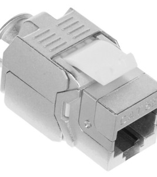 Hyperline KJ8-8P8C-C5e-180-TLS-SH-F-WH Вставка Keystone Jack RJ-45(8P8C), категория 5e, экранированная, тип 180 градусов, Toolless, белая