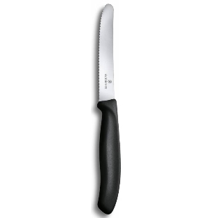 Нож кухонный Victorinox Swiss Classic (6.7833) стальной столовый лезв.110мм серрейт. заточка черный без упаковки