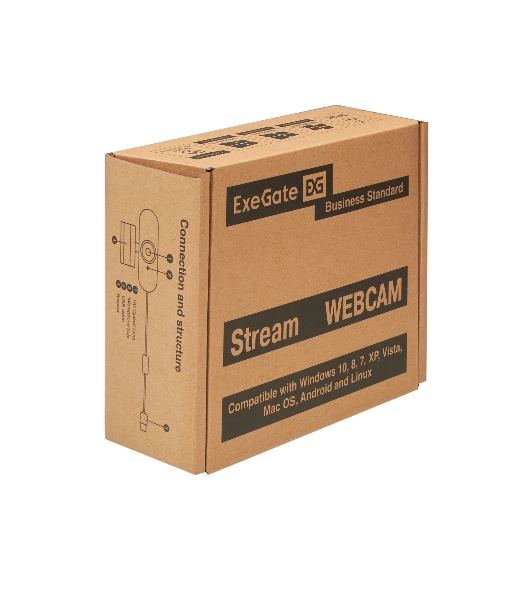 Веб-камера ExeGate Stream C940 Wide 2K 2560x1440, 30 кадр/с, USB Type-A, микрофон (шумоподавление), универсальное крепление, штатив в комплекте