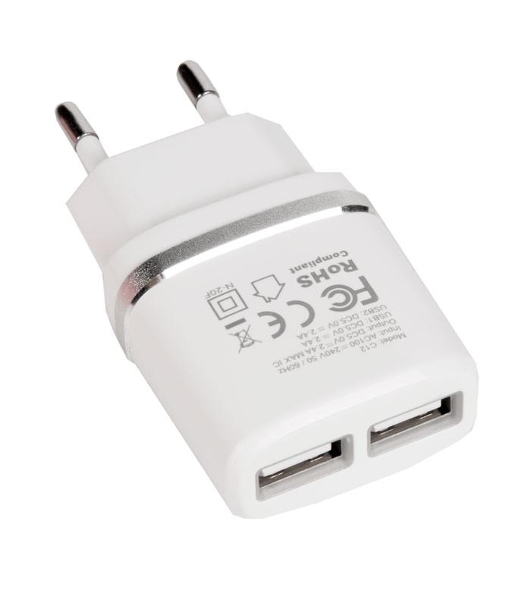 Сетевое зарядное устройство C12 Smart dual USB charger, белый