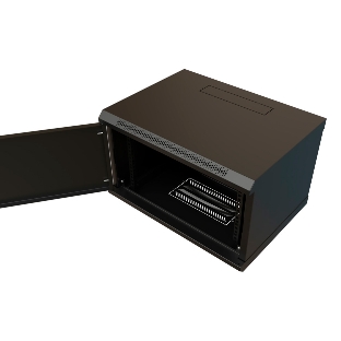 Шкаф коммутационный WRline (WR-TW-0945-SR-RAL9004) настенный 9U 600x450 мм пер. дв. металл 2 бок. пан. 60 кг черный 370 мм 500 мм IP20 сталь