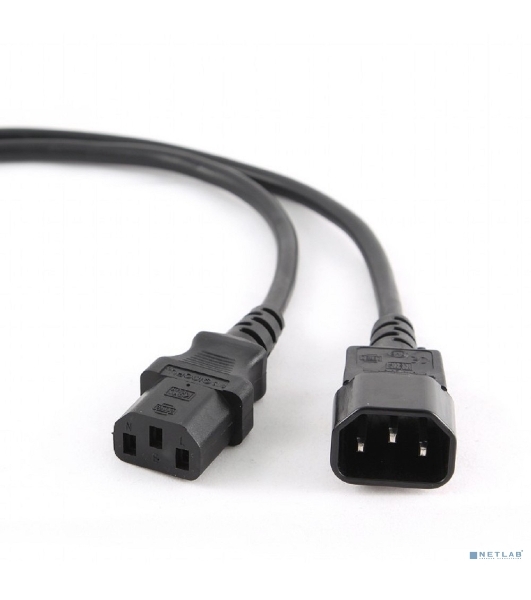 Кабель питания сист.блок-монитор Cablexpert PC-189-VDE-5M, 5м, C13-C14, VDE, 10А, Сечение провода: 0,75 мм2, черный, с заземлением