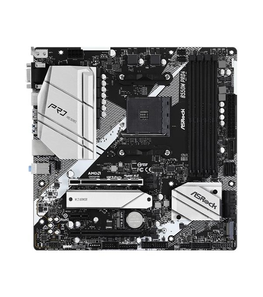 Материнская плата ASRock B550M Pro4, AM4, AMD B550, 4xDDR4, 6xSATA, 2xM.2, 1xPCI-E 3.0 x16, 1xPCI-E 4.0 x16, 1xDisplayPort, 1xHDMI, 1xVGA, 1x 1Gb LAN, 3x3.5 мм, 7.1, Micro-ATX