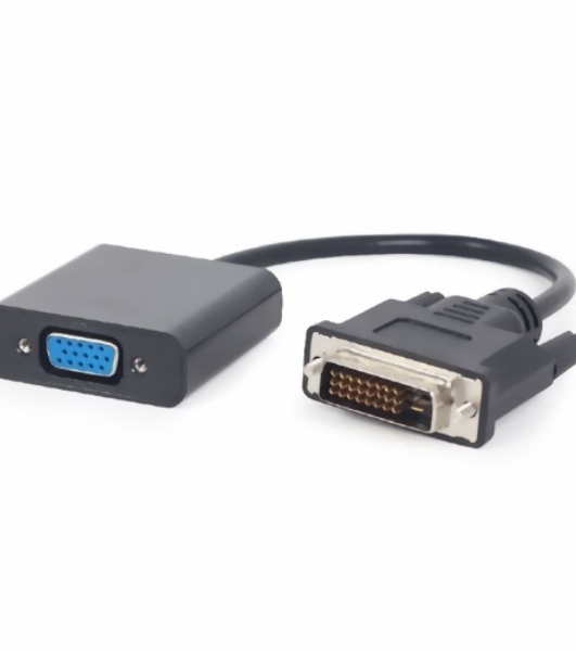 Переходник DVI-D-VGA Cablexpert A-DVID-VGAF-01, 25M/15F, кабеля 0,2м, черный, пакет