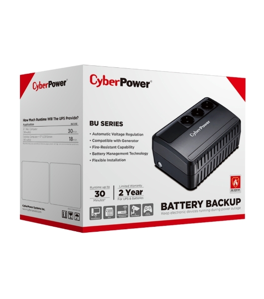 Источник бесперебойного питания CyberPower BU725E/725 ВА/390 Вт/3 х CEE 7 (евророзетка)