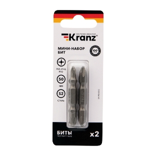 Мини-набор бит Kranz PH2xPH2, PH1xPH3-50 мм (2 шт./уп.)