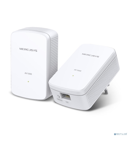 Комплект гигабитных адаптеров Mercusys AV1000 Gigabit Powerline Kit, HomePlug AV2 standard, 1 Gigabit port, 300m over electrical circuits, plug and play.