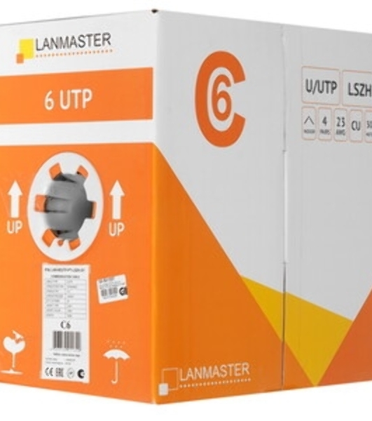 Кабель LANMASTER U/UTP, 4 пары, Кат. 6, с перегородкой, 550Mhz, LSZH, нг(A)-HF, оранжевый, 305 м