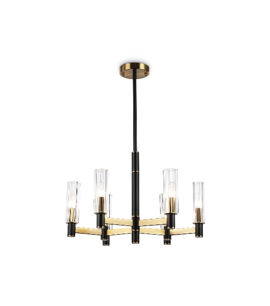 Люстра Ambrella light LH55511/6 BK/BS/CL черный/латунь/прозрачный E14*6 max 40W D570*760