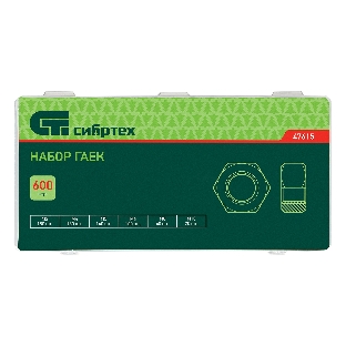 Набор гаек Сибртех М3, М4, М5, М6, М8, М10, 600 предметов