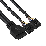 Планка USB на переднюю панель ExeGate EX289291RUS U5H-627, 5,25', 2*USB3.0+2*HD Audio, черная, металл, подсоед. к MB, фото5