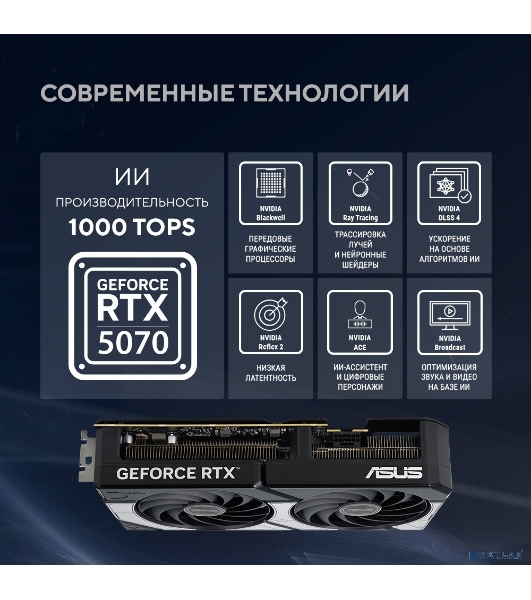 Видеокарта Asus DUAL-RTX 5070-O12G RTX 5070 12Gb 192bit GDDR7 2542/28000 HDMIx1 DPx3 HDCP Ret