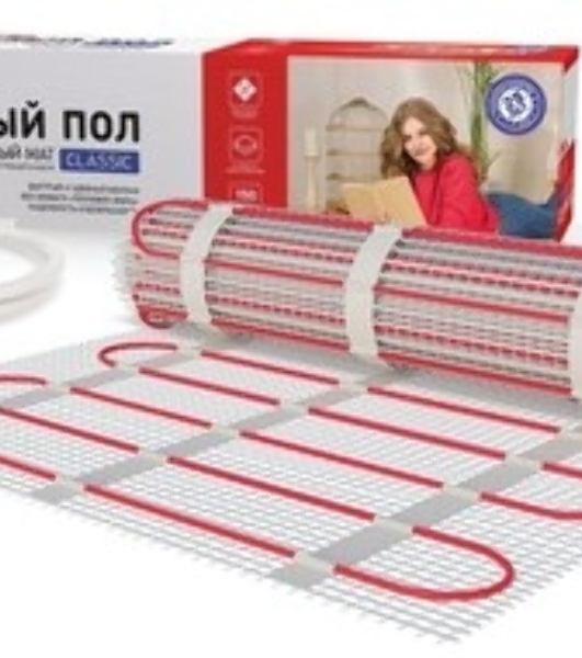 Теплый пол (нагревательный мат) Rexant Classic RNX -1,5-225 (площадь1,5 м2 (0,5 х 3,0 м)),225 Вт, двухжильный с экраном