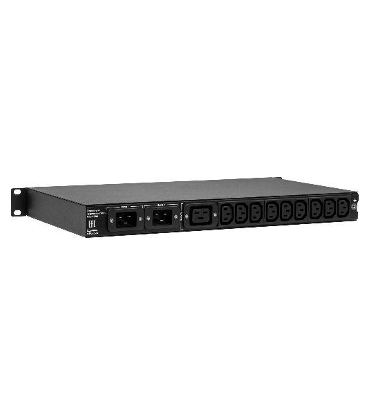Автоматический ввод резерва ELEMY RACK ATS, 1U, 220В, 16А, OLED, Ethernet, in (2) C20, out (1) C19 (9) C13