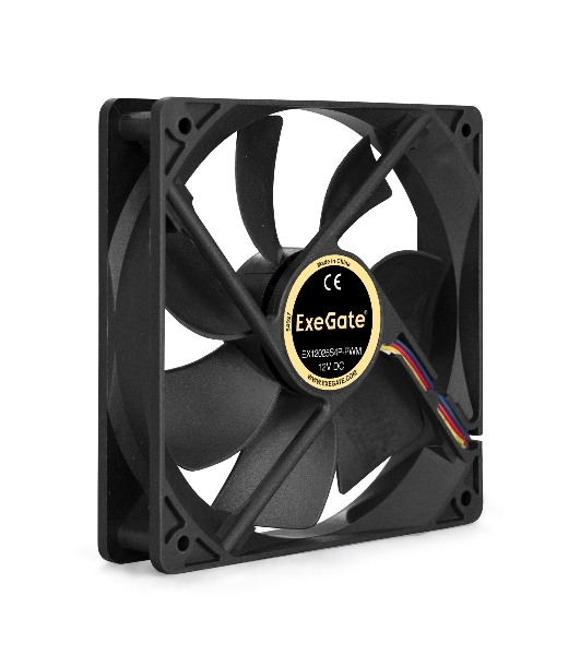Вентилятор для корпуса ExeGate E12025S4P-PWM черный, 120 мм, 1500 об/мин, 25 дБ, 4 pin