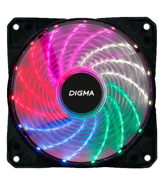 Вентилятор для корпуса Digma DFAN-FRGb2 черный, 120 мм, 1200 об/мин, 23 дБ, 4 pin
