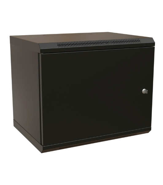 Шкаф коммутационный WRline (WR-TW-1545-SR-RAL9004) настенный 15U 600x450 мм пер. дв. металл 2 бок. пан. 60 кг черный 370 мм 775 мм IP20 сталь