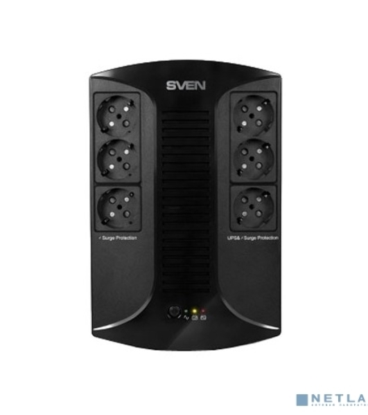 Источник бесперебойного питания SVEN UP-L1000E 1000VA/500W (6 розеток: 3х UPS/сетевой фильтр+3 x сетевой фильтр)