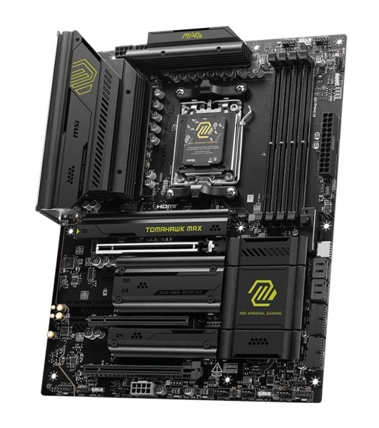 Материнская плата MSI MAG B850 TOMAHAWK MAX WIFI, AM5, AMD B850, 4xDDR5, 4xSATA, 4xM.2, 3xPCI-E x16, 1xHDMI, 1x5Gb LAN, 2xUSB-A 5Gbps, 4xUSB-A 2.0, 3xUSB-C 10Gbps, 7.1, Wi-Fi 7, Bluetooth 5.4, ATX
