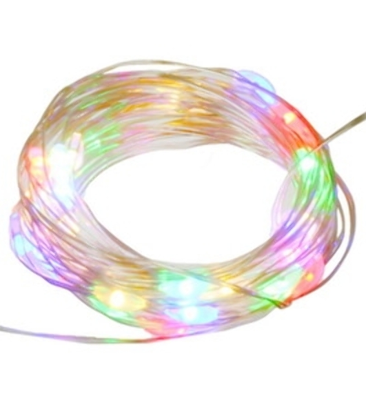 Гирлянда Neon-night 'Роса' с крупными каплями 2 м, 20 LED, цвет свечения мультиколор, 2хCR2032 в комплекте, тонкий батарейный блок