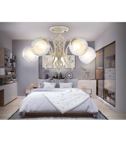 Светильник Ambrella light TR3066/5 WH/GD белый/золото E27*5 max 40W D590*340