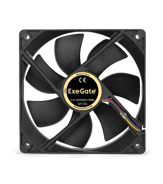 Вентилятор для корпуса ExeGate E12025S4P-PWM черный, 120 мм, 1500 об/мин, 25 дБ, 4 pin