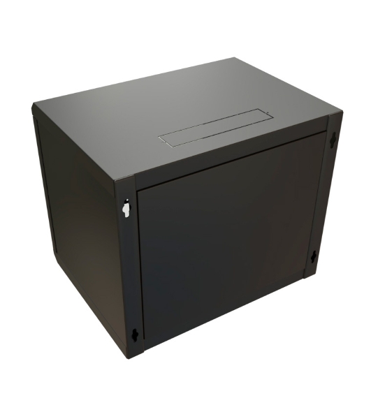 Шкаф коммутационный WRline (WR-TW-1545-SR-RAL9004) настенный 15U 600x450 мм пер. дв. металл 2 бок. пан. 60 кг черный 370 мм 775 мм IP20 сталь