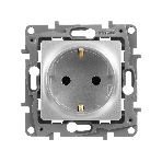 Розетка 672422 Legrand Розетка 2К+З со шторками - немецкий стандарт - винтовые зажимы - 16 А - 250 В - Etika - алюминий, фото5