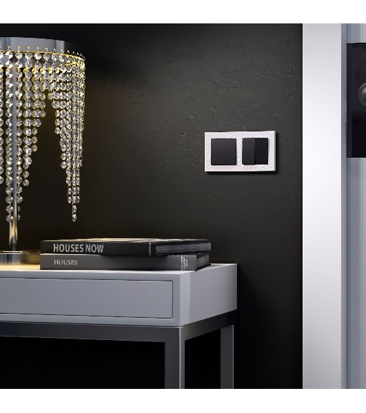 Выключатель двухклавишный WERKEL (черный матовый) W1120008