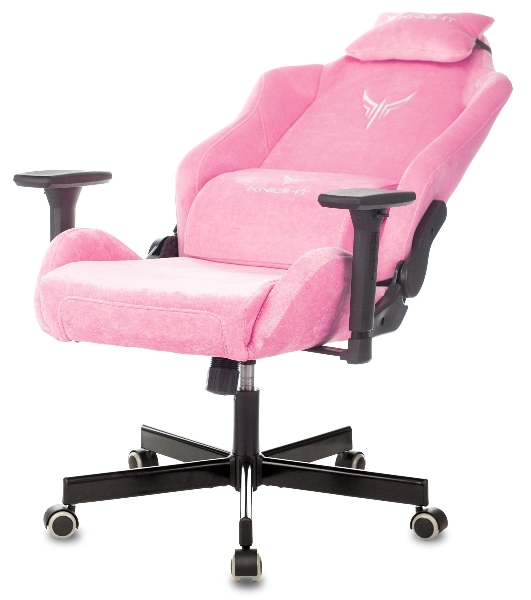 Кресло Knight N1 Fabric розовый, велюр, 120 кг, механизм качания