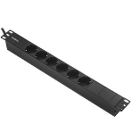 Блок розеток горизонтальный ExeGate ServerPro PDU-19H604 Al-6S-C14-2.5, 19', 1U, Алюминий, 6 Schuko, кабель с вилкой C14 VDE-250V-10A-3*1.5мм2, 2.5 метра, черный, фото5