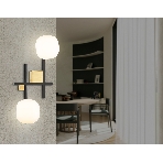 Настенный светильник Ambrella light LH51019/2 BK/BS/FR черный/латунь/белый матовый G9*2 max 28W 230*170*480, фото3