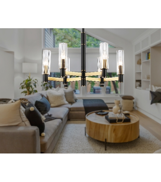 Люстра Ambrella light LH55511/6 BK/BS/CL черный/латунь/прозрачный E14*6 max 40W D570*760