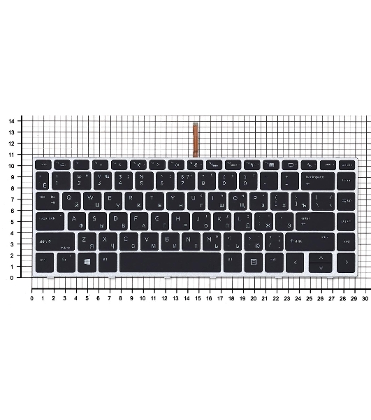 Клавиатура для ноутбука HP Elitebook 840 G5 черная с серебристой рамкой и подсветкой