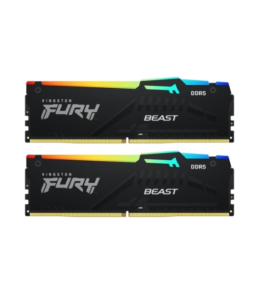 Оперативная память Kingston Fury Beast, DDR5, 32Gb (2x16Gb), 6000MHz, CL36, DIMM, с радиаторами, RGB, черный