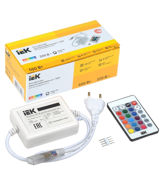 Контроллер с ПДУ IEK LSC1-RGB-500-IR-20-220-B ИК RGB 3 канала 220В 3А 500Вт