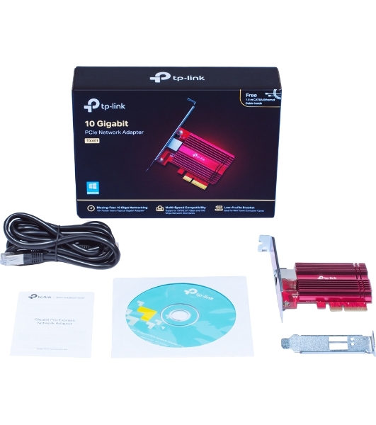 Сетевой адаптер 10 Gigabit PCI-E network adapter, 1 PCI Express 3.0 X4 interface, 1 100/1000/10000Mbps Ethernet port, come with Low-Profile and Full-Height Brackets