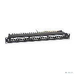 Комм. патч-панель Cabeus, 19', 1HU, портов: 24 х RJ45, кат. 6, экр., черный, (PL-24-Cat.6-SH-Dual), фото 1