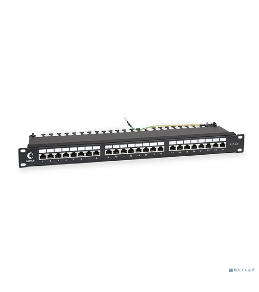 Комм. патч-панель Cabeus, 19', 1HU, портов: 24 х RJ45, кат. 6, экр., черный, (PL-24-Cat.6-SH-Dual)