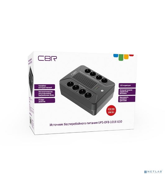 Источник бесперебойного питания CBR UPS-OFB-101E-650/650 ВА/390 Вт/8xSchuko CEE 7