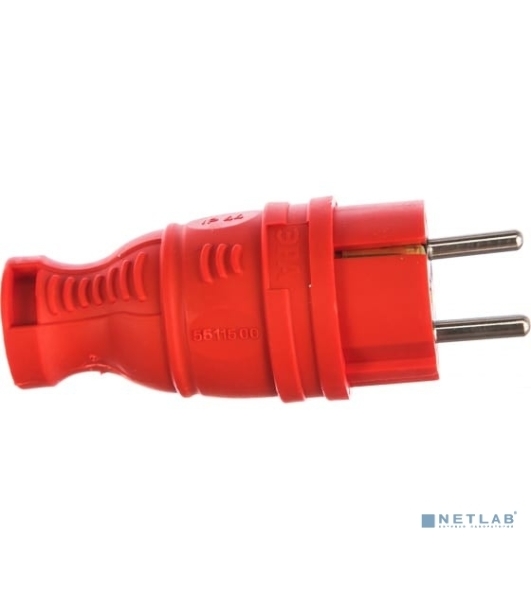 Вилка каучуковая ЭРА з/з прямая 16А IP44 красн. V8-RED-IP44