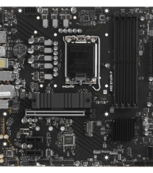 Материнская плата MSI PRO B760M-P DDR5, LGA 1700, Intel B760, 4xDDR5, 4xSATA, 2xM.2, 1xPCIe 4.0 x16, 2xPCIe 3.0 x1, 1xHDMI, 1xDP, 1xVGA, 1x1Gb LAN, 4xUSB-A 2.0, 1xUSB-A 3.2 Gen 1, 1xUSB-C 3.2 Gen 2, 3x3.5 мм, 7.1, mATX