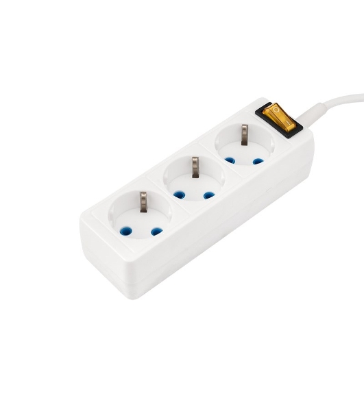 Удлинитель 3 гнезда 3 м, 3х0,75 мм², с/з, с кнопкой PREMIUM белый PROconnect
