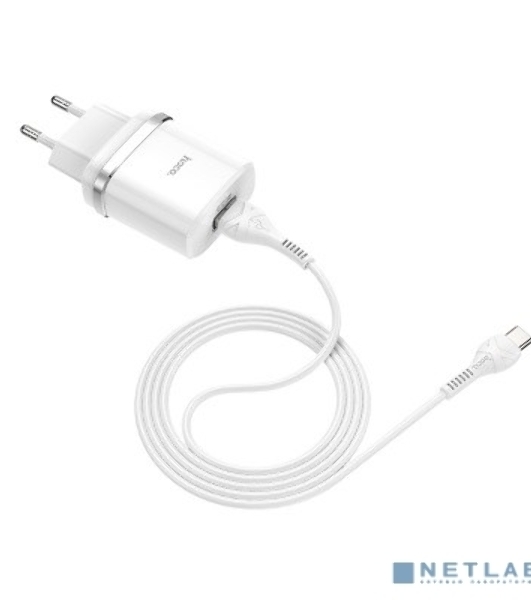 Сетевое зарядное устройство + Кабель Type-C 1m/ QC 3.0/ HOCO HC-16309 C12Q/ 1 USB/ Выход: 5V_9V_12V, 18W, белый