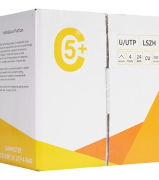 Кабель информационный Lanmaster LAN-5EUTP-PT-LSZH-WH кат.5E UTP 4 пары 24AWG LSZH внутренний 305м белый