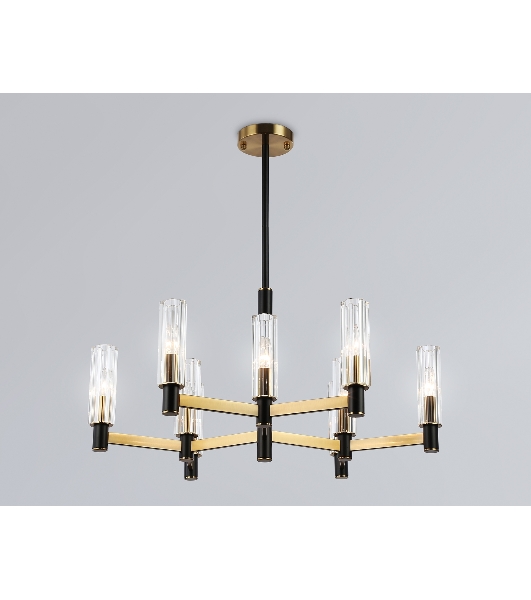 Люстра Ambrella light LH55513/9 BK/BS/CL черный/латунь/прозрачный E14*9 max 40W D760*760