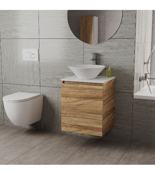Тумба Bau Dream Blackwood 50 с дверцей, раковина BAU Dream D43, смеситель для раковины высокий Hotel Still, нержавеющая сталь